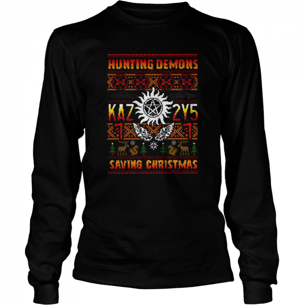 A Supernatural Hunting Demons Saving Christmas shirt Long Sleeved T-shirt