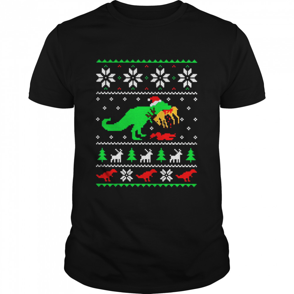 Dinosaur Eating Reindeer Funny Christmas shirts