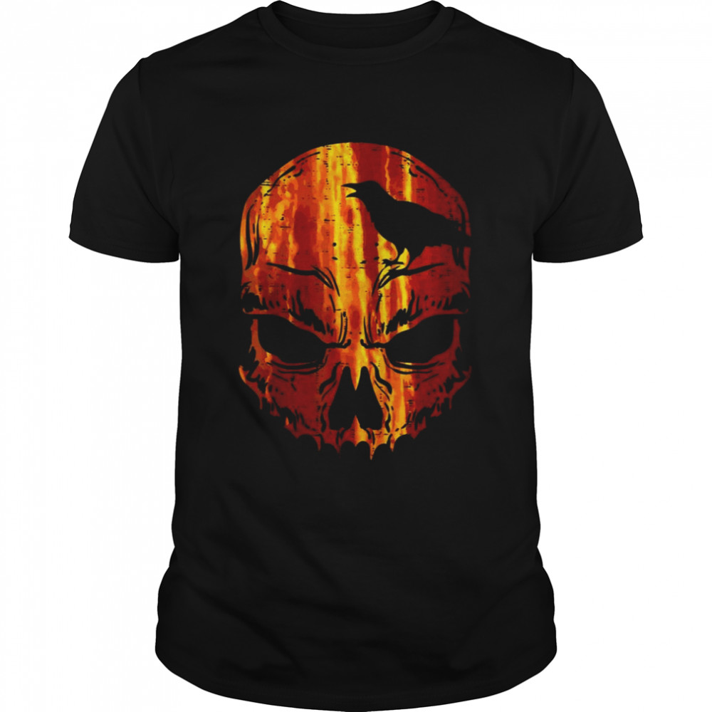 Orange Skull Crow Skeleton Horror Scary Halloween 2022 Shirt