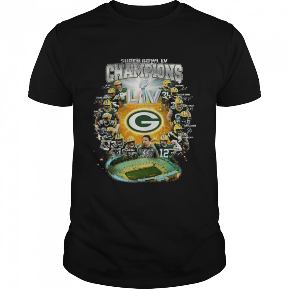Green Bay Packers super bowl LV champions signatures 2022 shirt