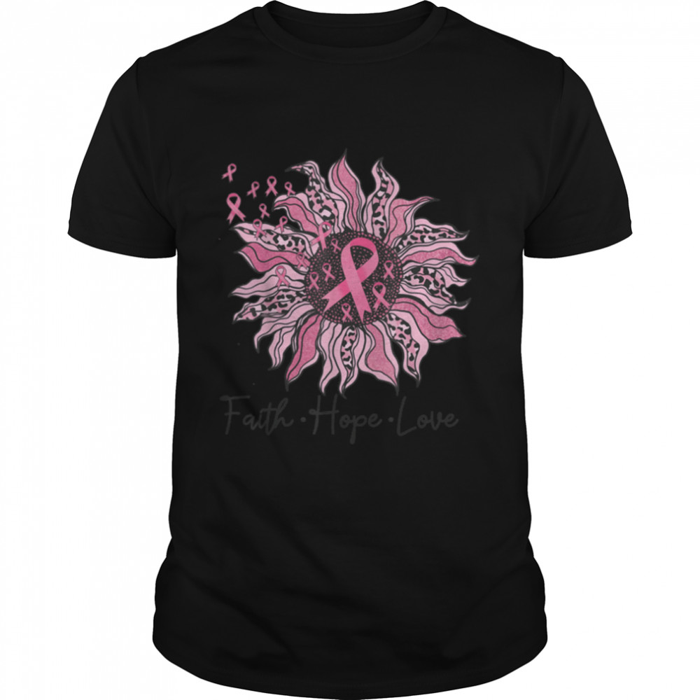 Sunflower Wear Pink Breast Cancer Awareness Women Warrior T-Shirt B0BH9CGHT4s
