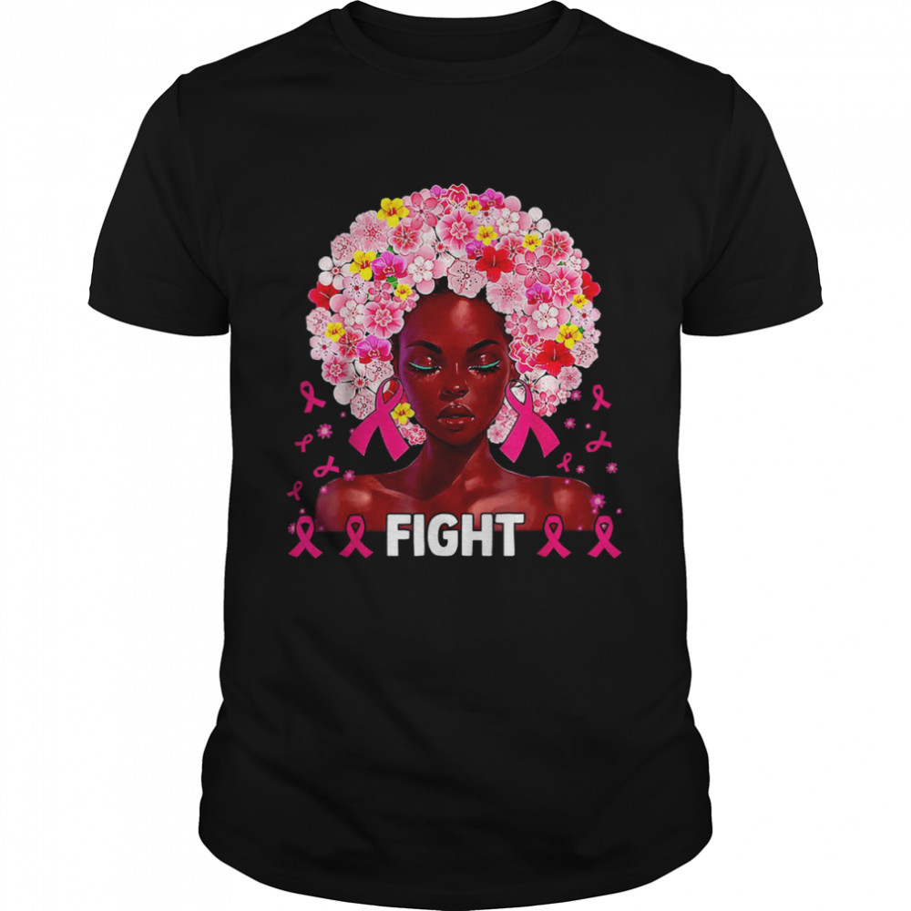 Fight Breast Survivor Black Woman Breast Cancer Awareness T-Shirt