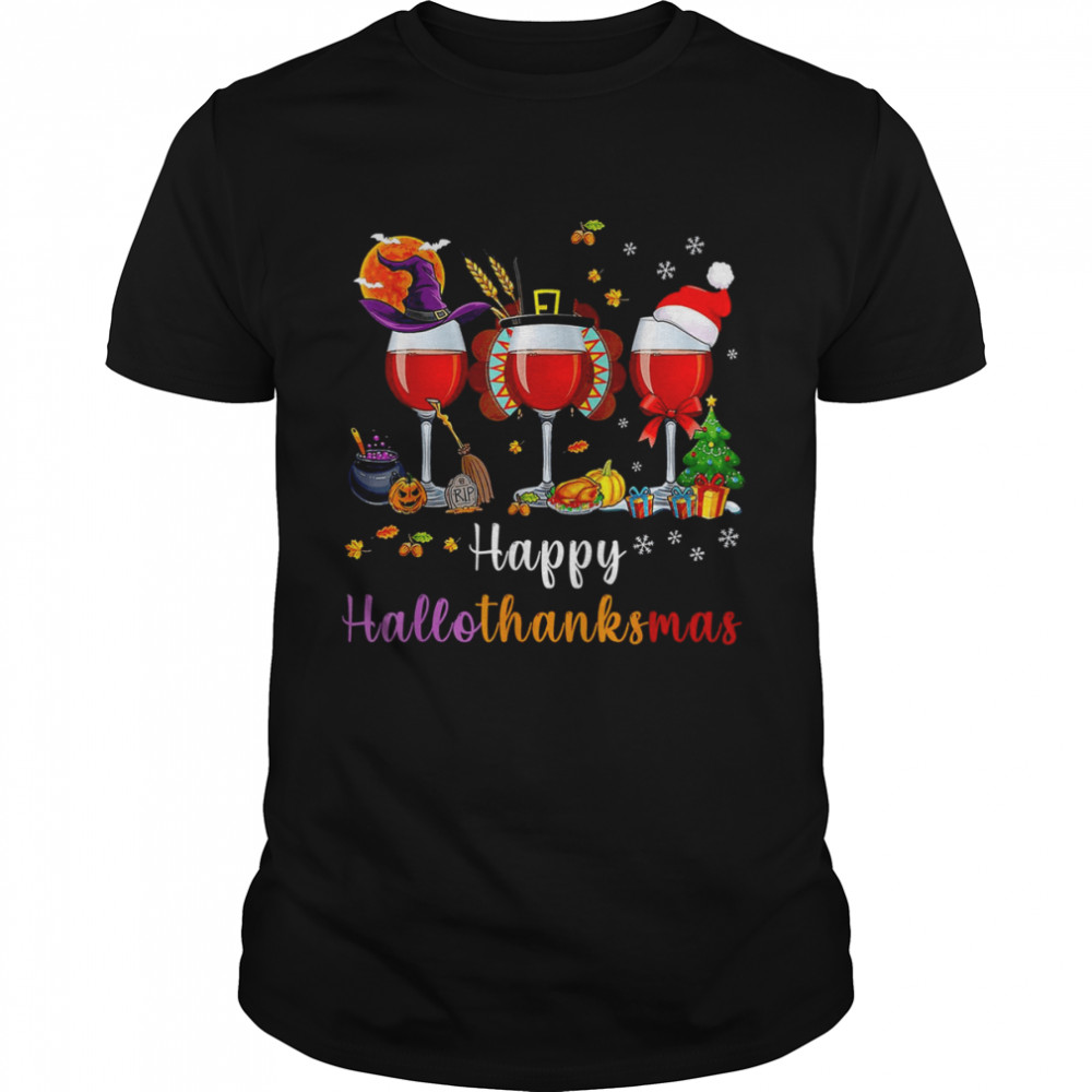 Happy Hallothanksmas Halloween Christmas Family Thanksgiving T-Shirts