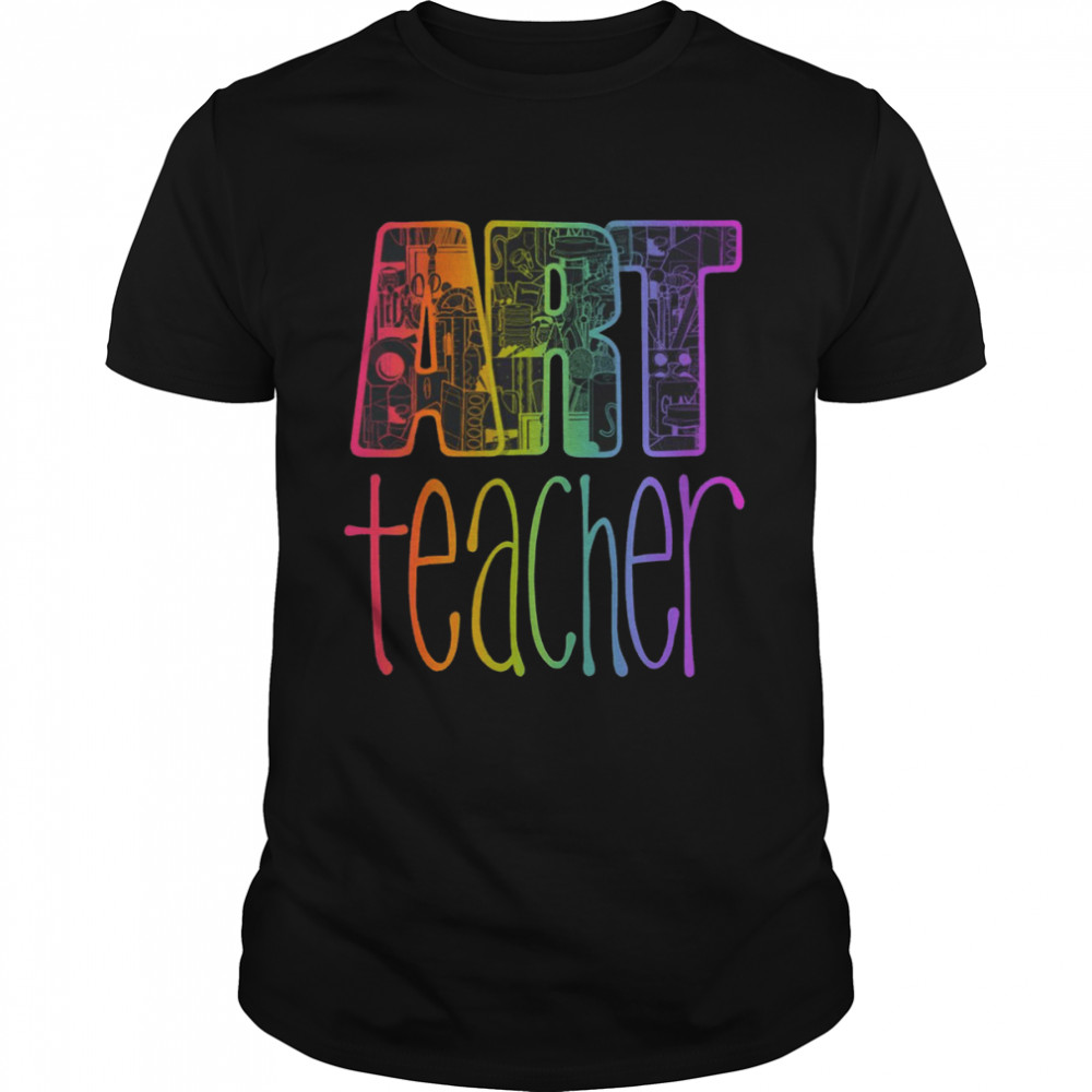 Art Teacher Supplies Doodle in Rainbow Color Art Teacher Christmas T Shirt