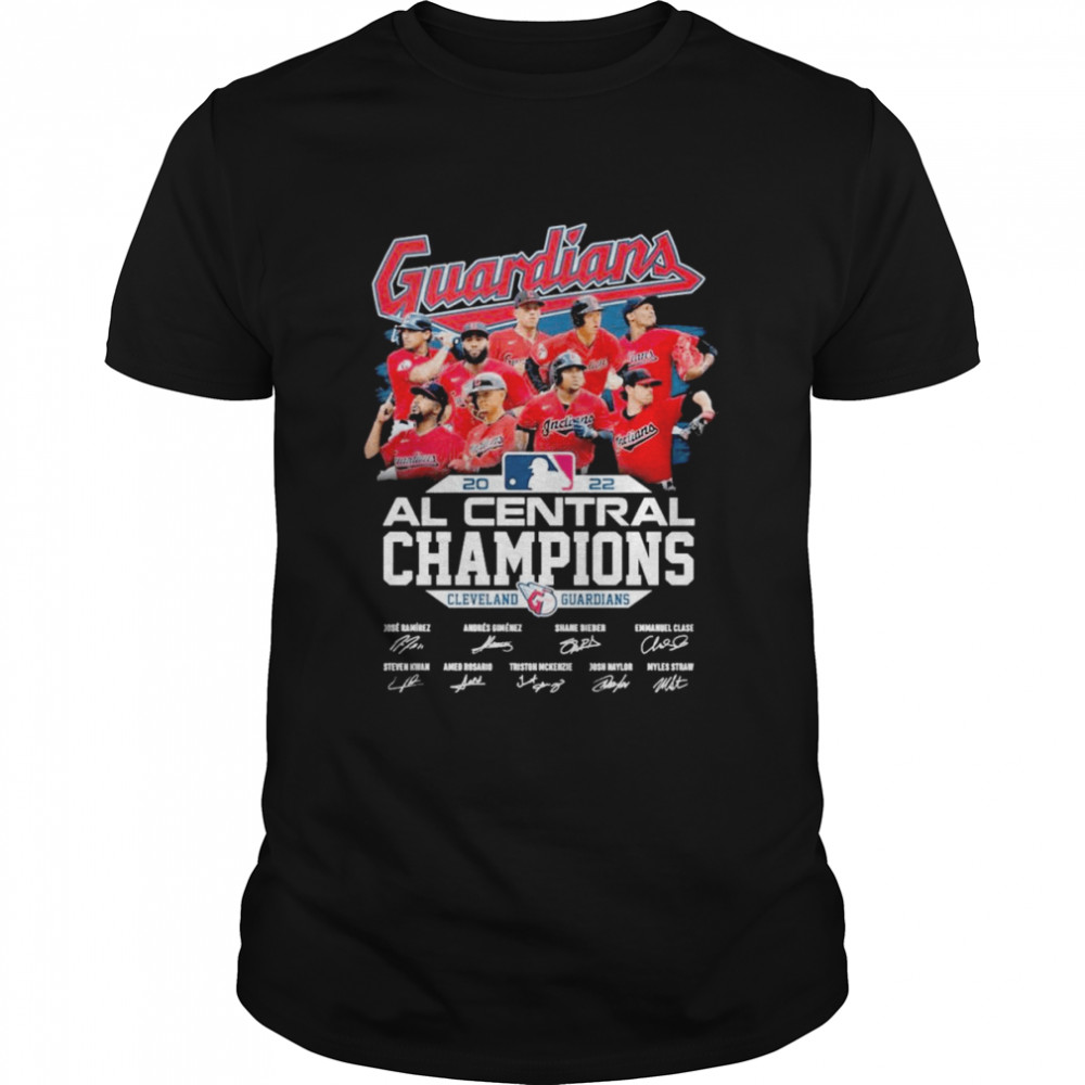 Cleveland Guardians MLB 2022 Al Central Division Champions signatures shirt