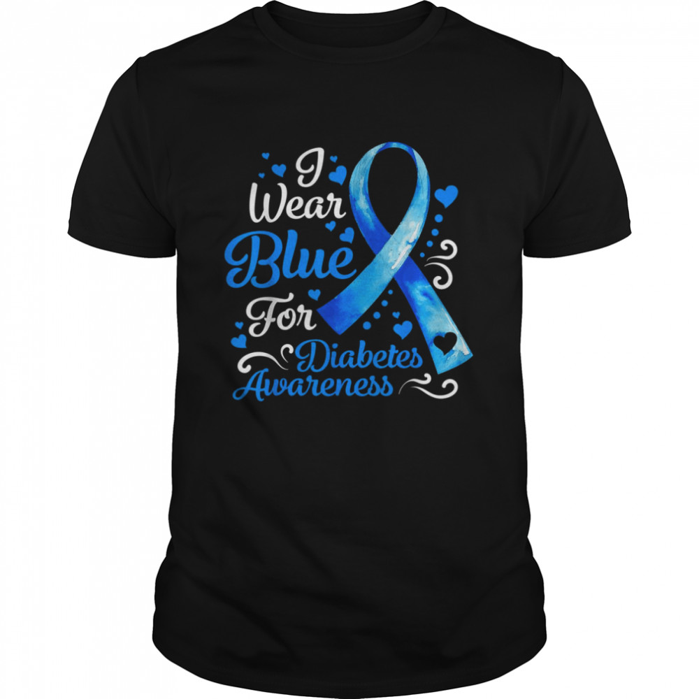 In November We Wear Blue Ribbon Diabetes Awareness Month T-Shirt