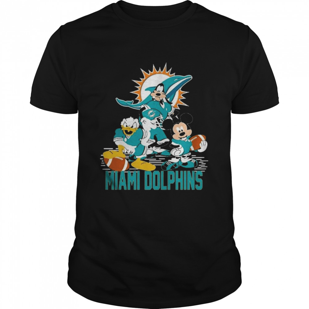 Miami Dolphins Mickey at Quarterback Disney Vintage Football T-Shirt