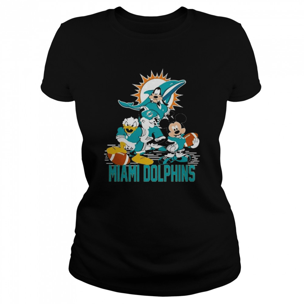 Miami Dolphins Mickey at Quarterback Disney Vintage Football T-Shirt