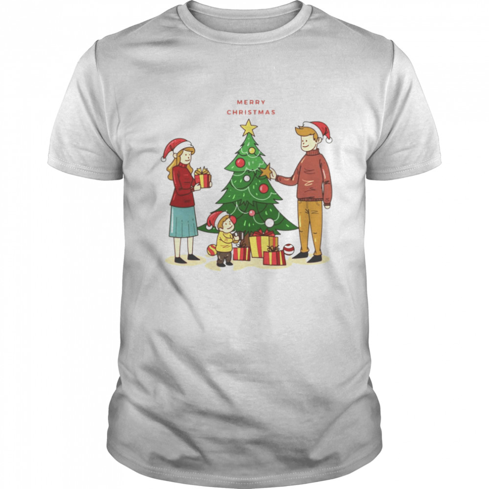 Family Tree Merry Christmas Seasons Greetings A Couple With Their Kid shirts