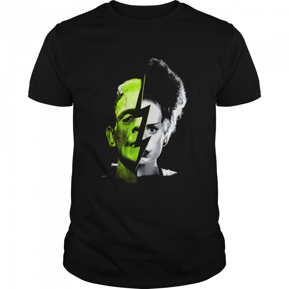Frankenstein & Bride Split Scary Movie Universal Monsters shirt