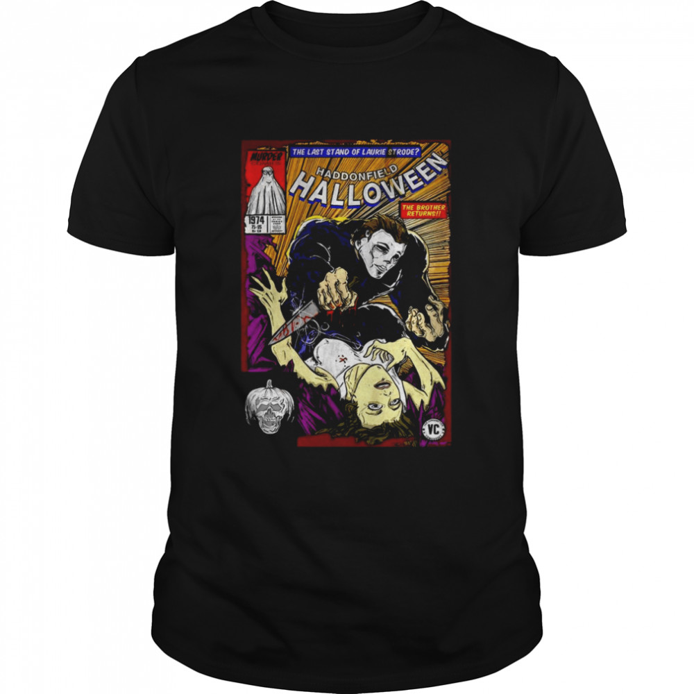 Michael Myers Haddonfield Book Cover Scary Movie Halloween shirt Classic Men's T-shirt