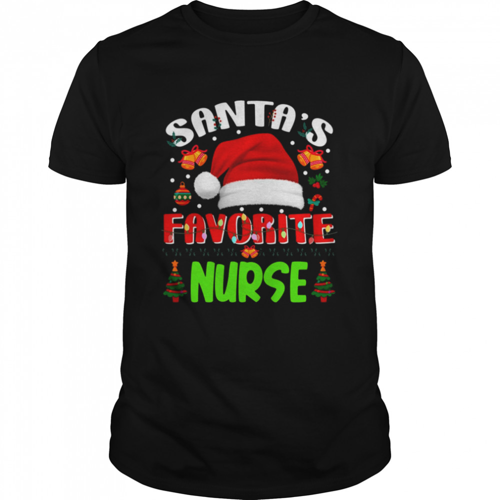 Santa’s Favorite Nurse Christmas Xmas Tree Winter Nurse Christmas shirt