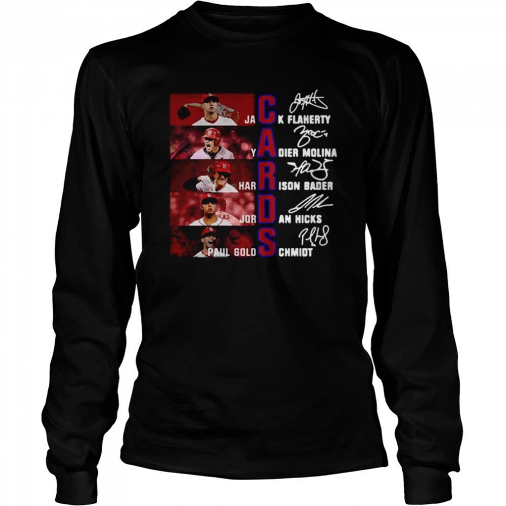 Cards Jack Flaherty Yadier Molina Harrison Bader Hicks Paul Gold Schmid shirt Long Sleeved T-shirt