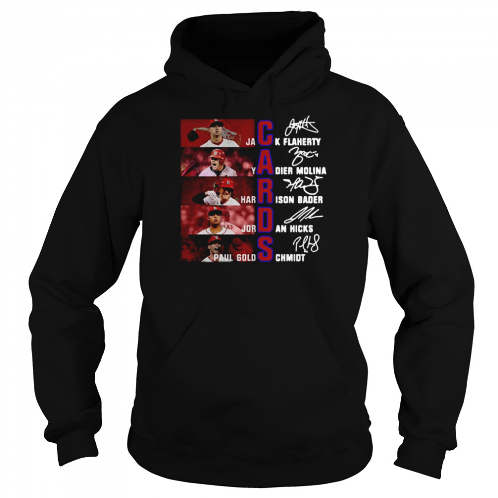 Cards Jack Flaherty Yadier Molina Harrison Bader Hicks Paul Gold Schmid shirt Unisex Hoodie