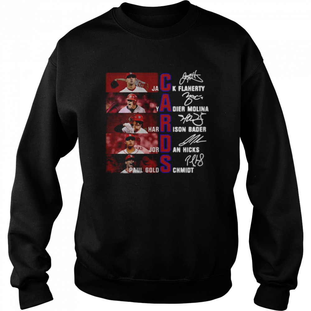 Cards Jack Flaherty Yadier Molina Harrison Bader Hicks Paul Gold Schmid shirt Unisex Sweatshirt