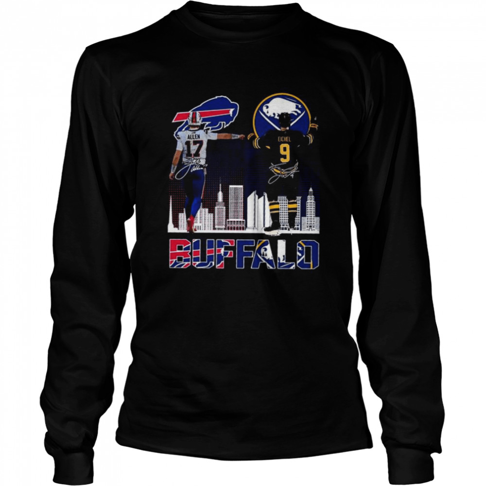 Josh Allen Buffalo Bills and Jack Eichel Buffalo Sabres signatures shirt Long Sleeved T-shirt