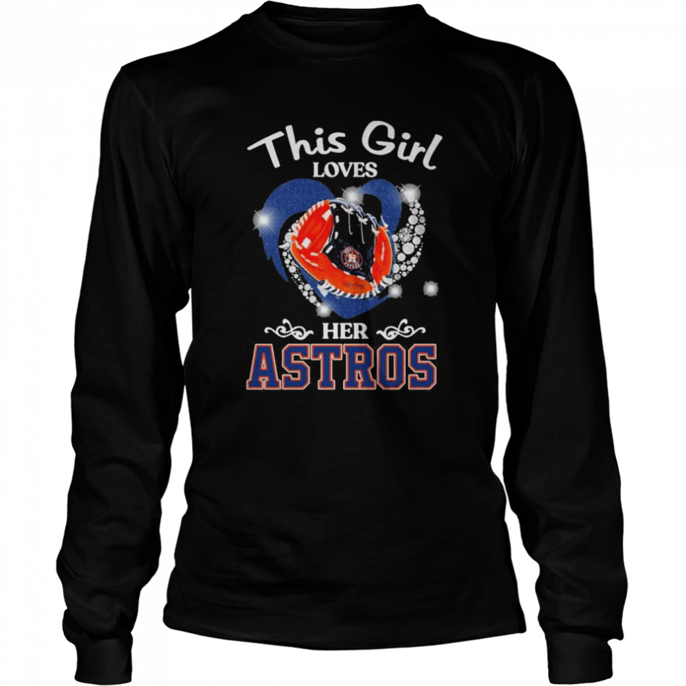 This Girl loves her Houston Astros Heart diamond shirt Long Sleeved T-shirt