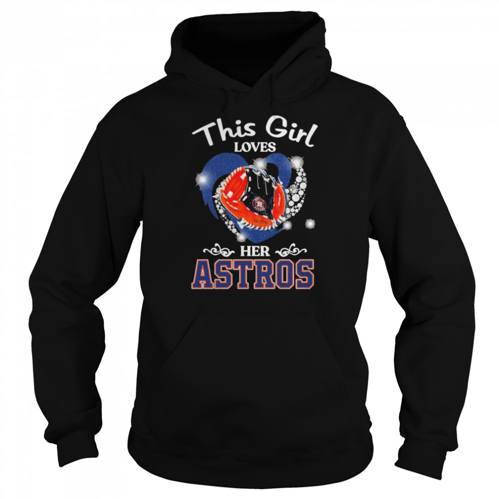 This Girl loves her Houston Astros Heart diamond shirt Unisex Hoodie