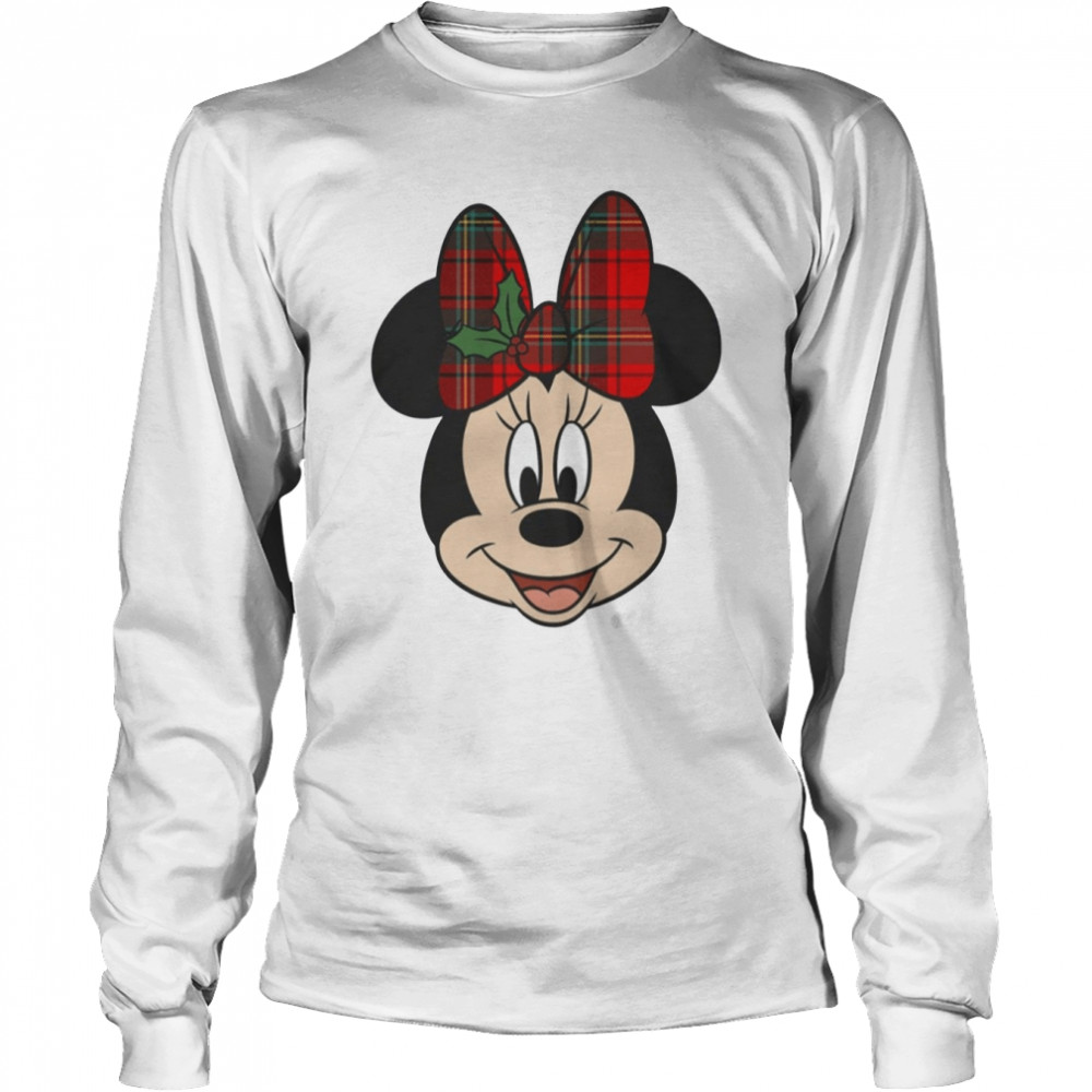 Bow Holiday Minnie Mickey And Minnie Walt Minnie Mouse Christmas shirt Long Sleeved T-shirt