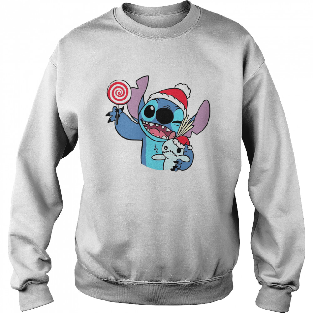 Candy Christmas Tree Santa Hat Present Christmas Holiday Stitch Christmas shirt Unisex Sweatshirt