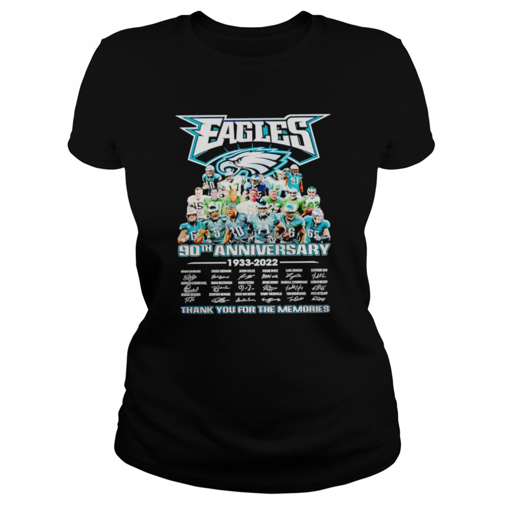 Philadelphia Eagles 90th anniversary 1933 2022 thank you for the memories signatures shirt Classic Women's T-shirt