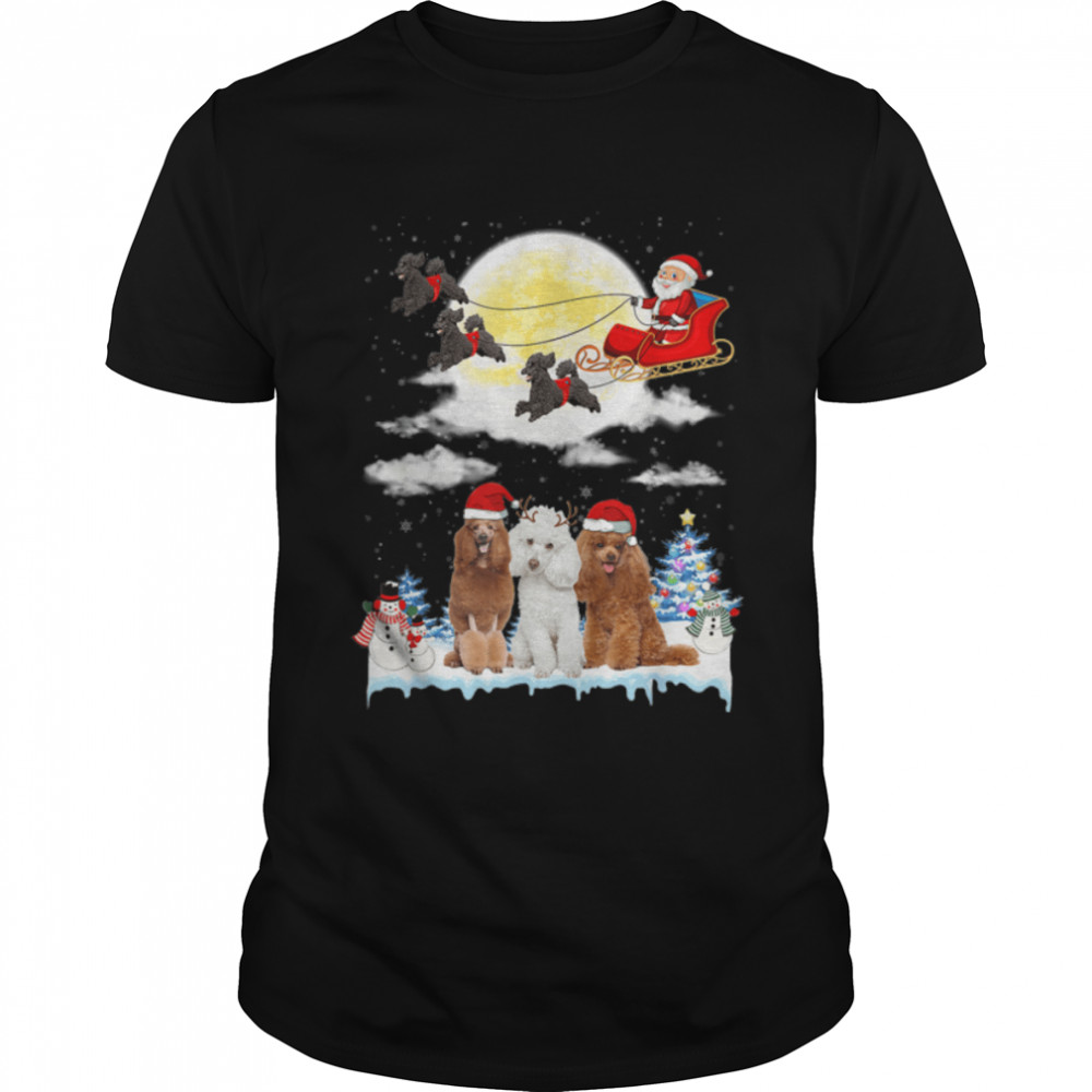 Poodle Funny Reindeer Christmas Moon Santa Dog T-Shirt B0BJVRW5Q3