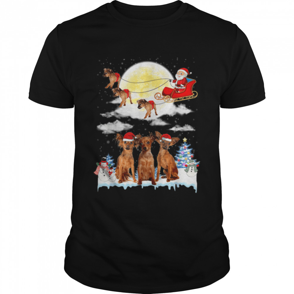 Russkiy Toy Funny Reindeer Christmas Moon Santa Dog T-Shirt B0BJVBG1GF