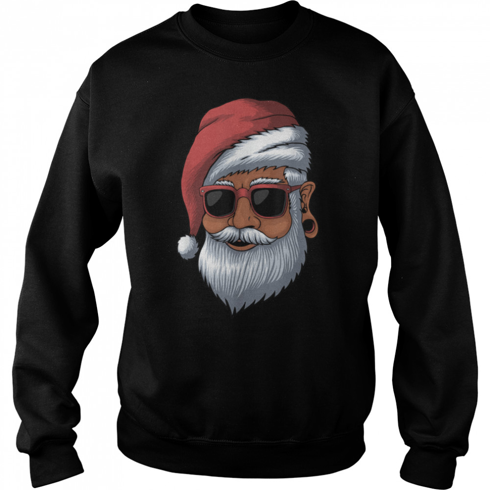 Santa Claus Black Sunglasses Christmas African American Xmas T- B0BK1SNL17 Unisex Sweatshirt