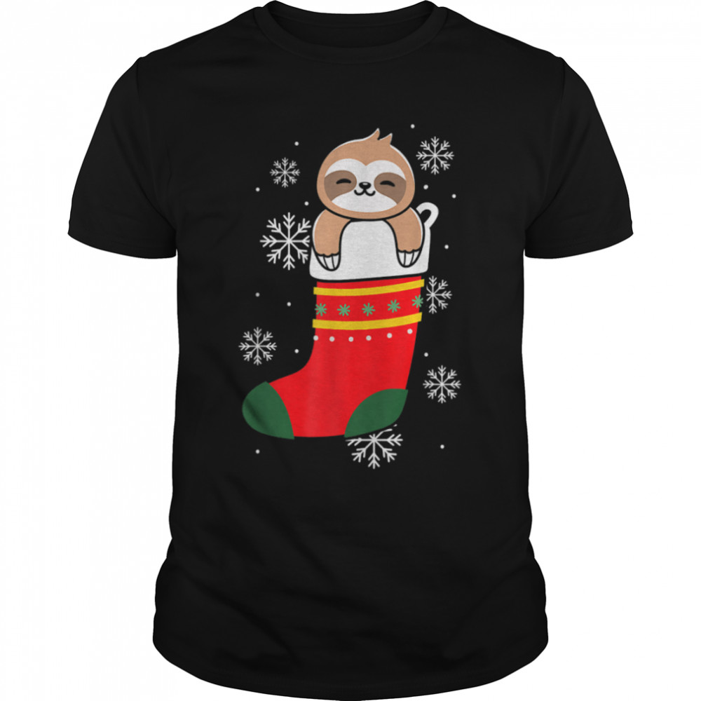 Sloth Christmas Day Xmas Happy Holiday Santa Claus T-Shirt B0BK1TD8RL