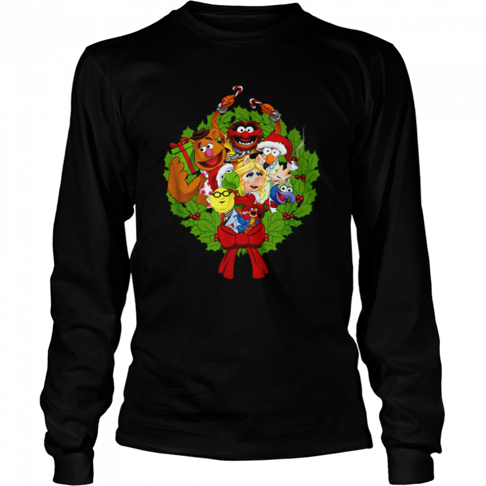 The Muppets Muppet Group Wreath Kid Christmas shirt Long Sleeved T-shirt