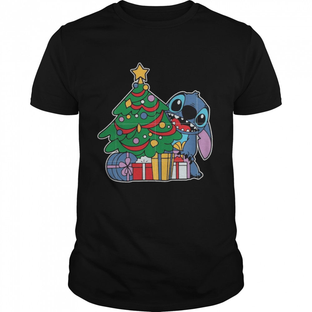 Tree Tree Santa Hat Present Holiday Stitch Christmas shirt