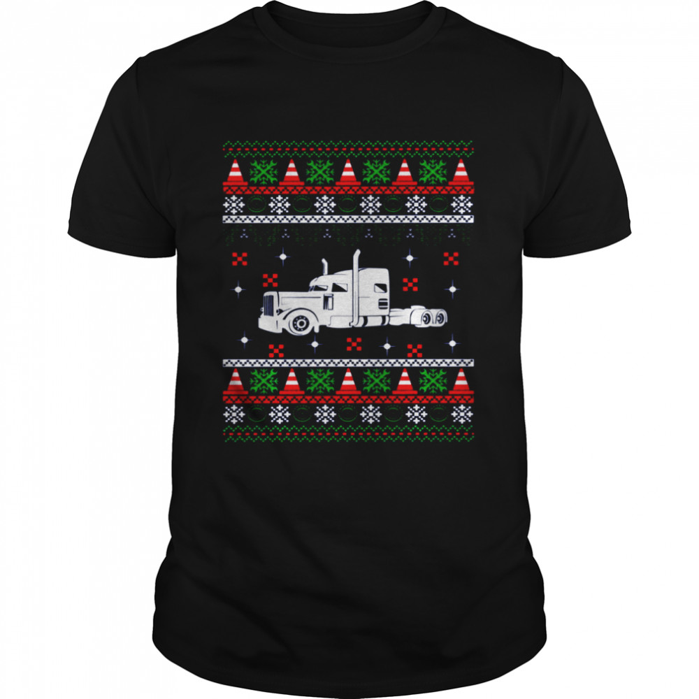 White Truck Driver Icon Christmas Ugly shirt