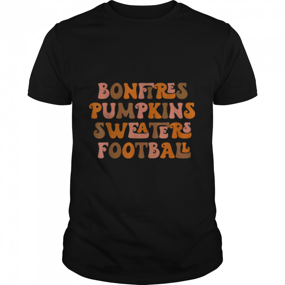 Bonfires Pumpkins Sweaters Football Retro Fall Thanksgiving T-Shirt B0BKL9HQJL