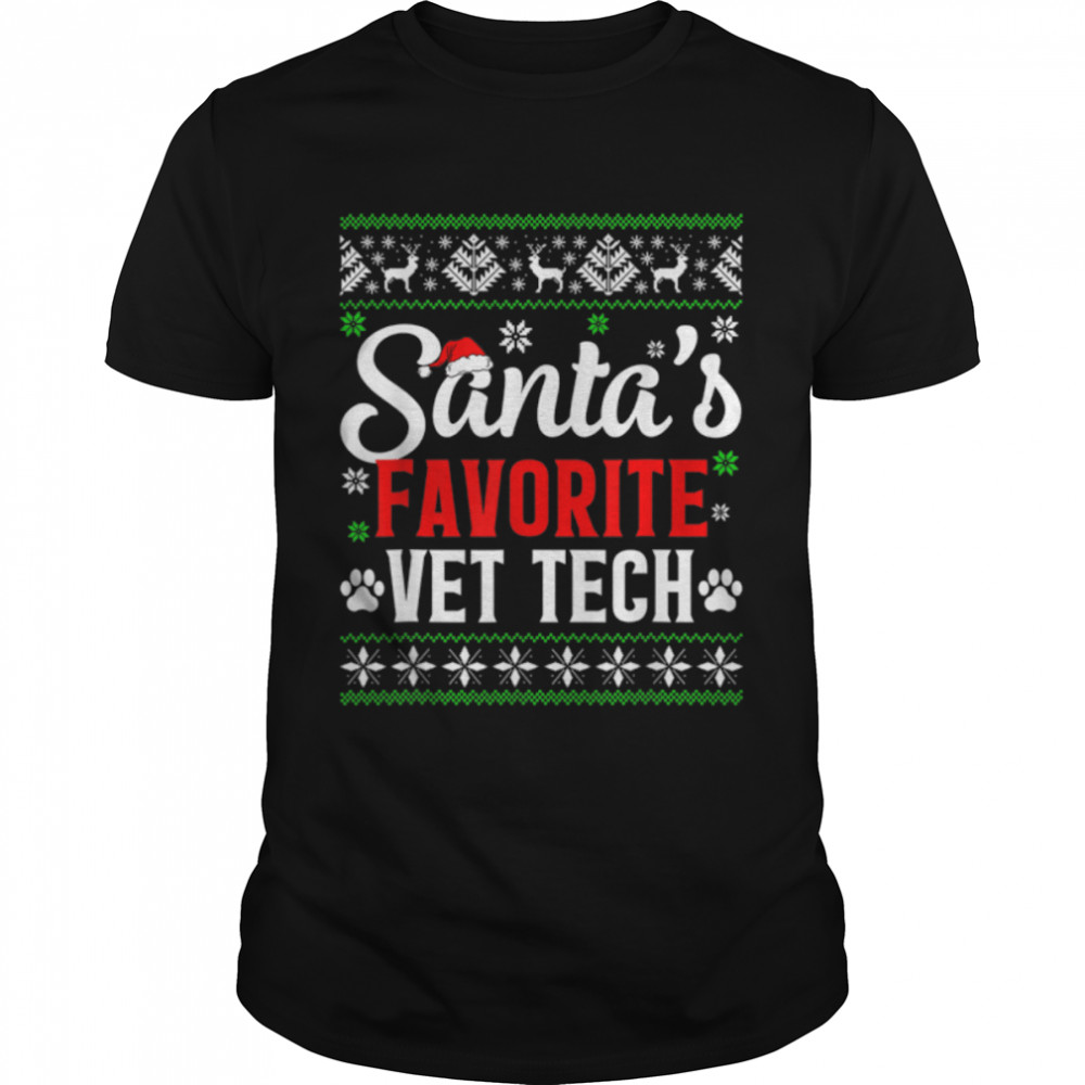 Funny Christmas Veterinarian Xmas Santa's Favorite Vet Tech T-Shirt B0BKLC31BG