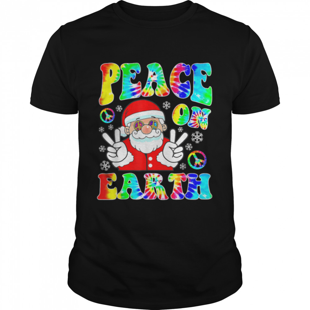 Hippie Peace On Earth Boho Christmas Santa Claus Pajamas T-Shirt B0BKL92M2H