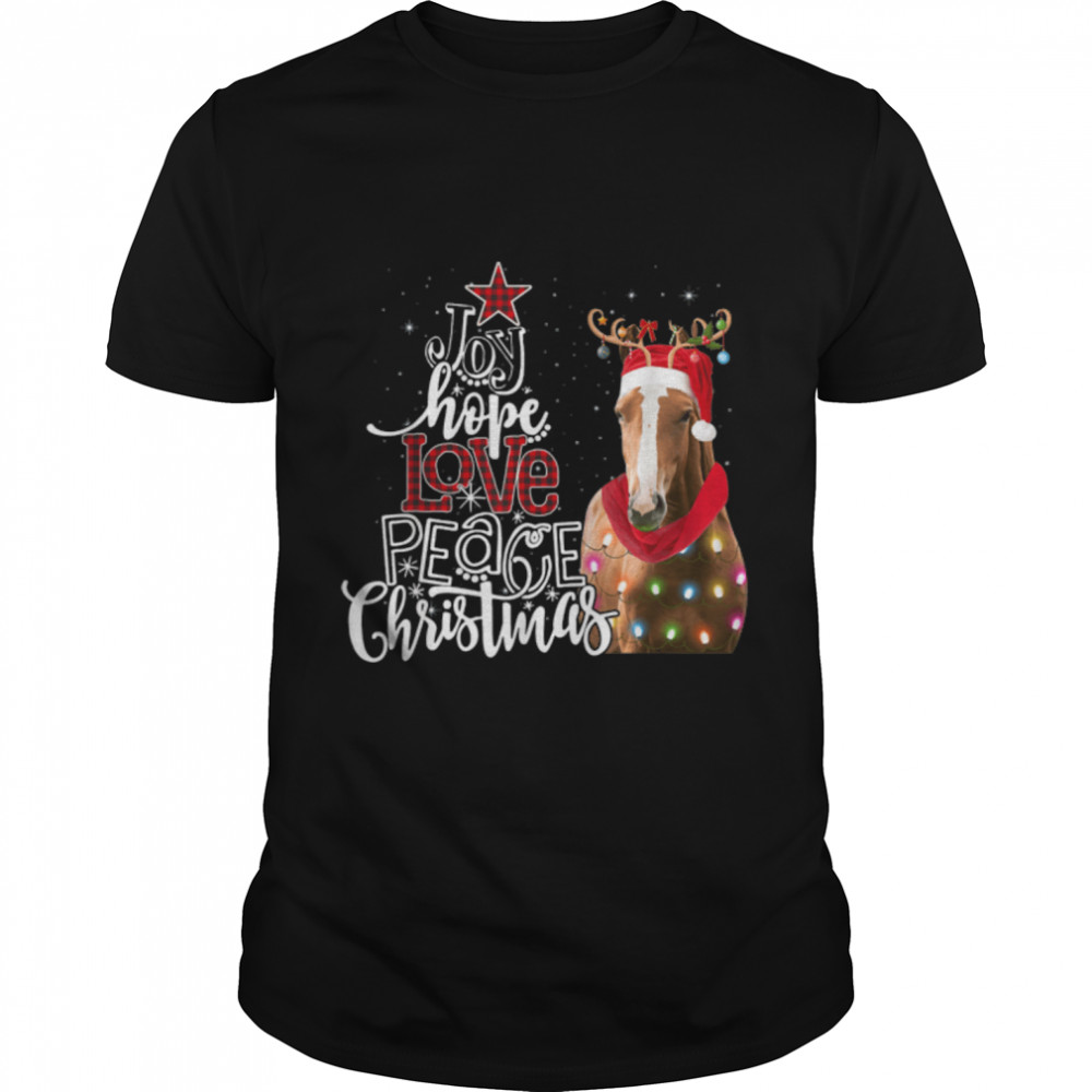 Joy Hope Love Peace Horse Christmas Equestrian Xmas Gift T-Shirt B0BKL4F5JK