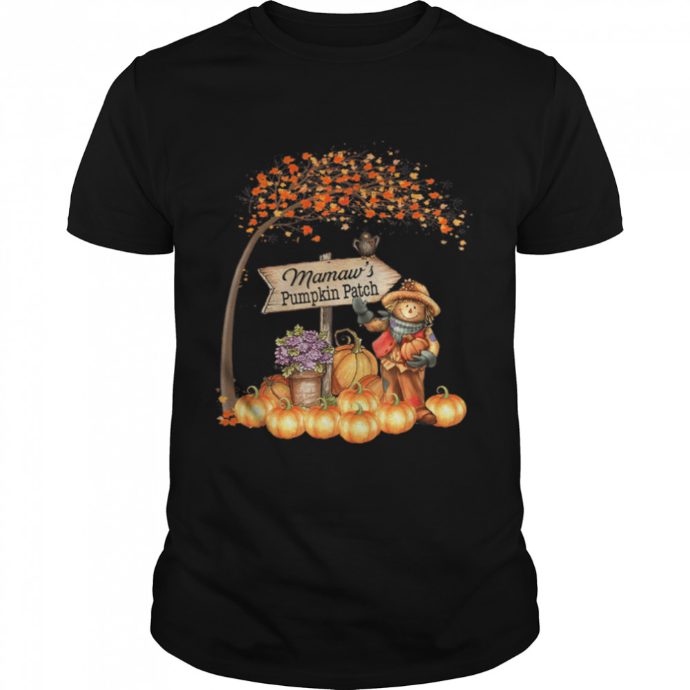 Mamaw's Pumpkin Patch Fall Halloween Grandma Family T-Shirt B0BKL9Q157