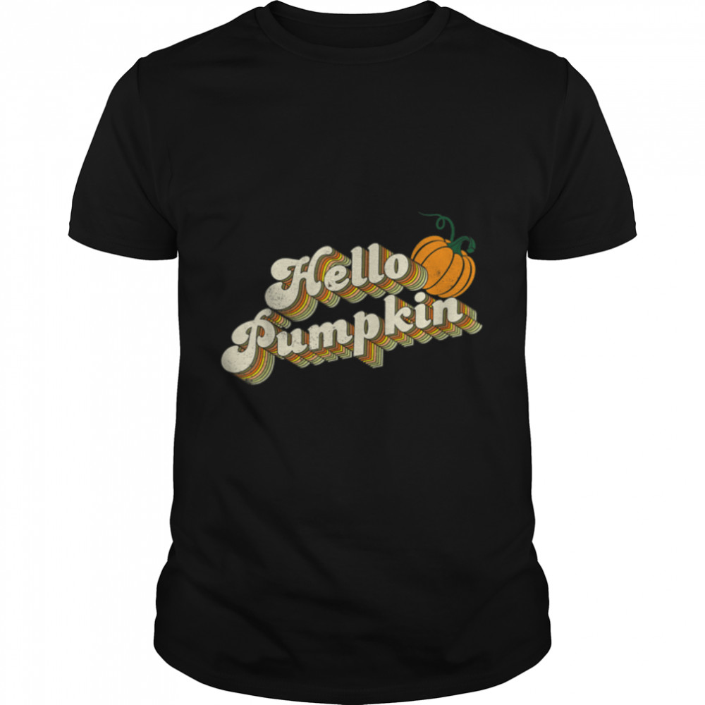 Vintage Fall Season Hello Pumpkin Retro Autumn Thanksgiving T-Shirt B0BKL88LYQ