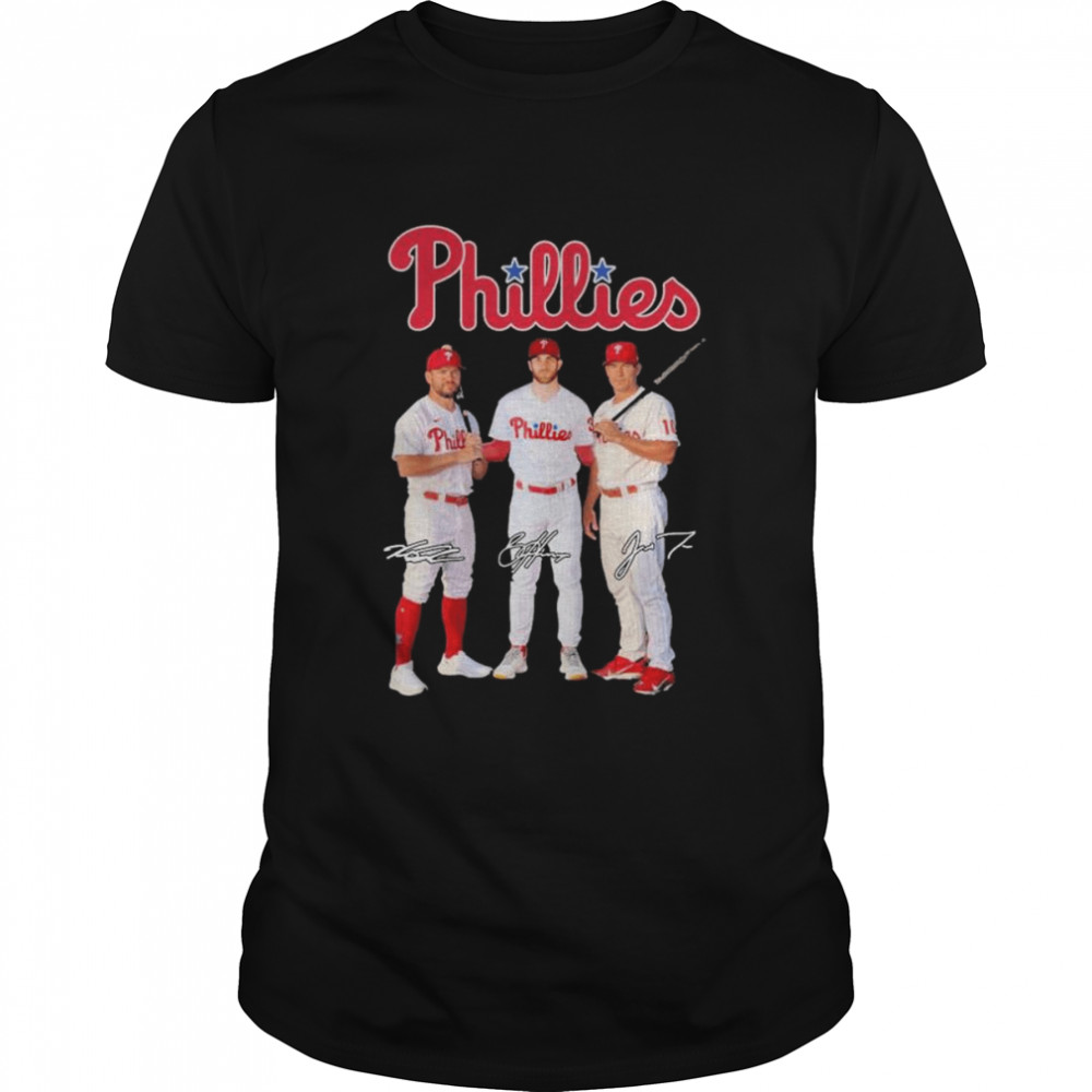 Bryce Harper And Louisville Slugger And Gabe Kapler Philadelphia Phillies Signatures Shirt