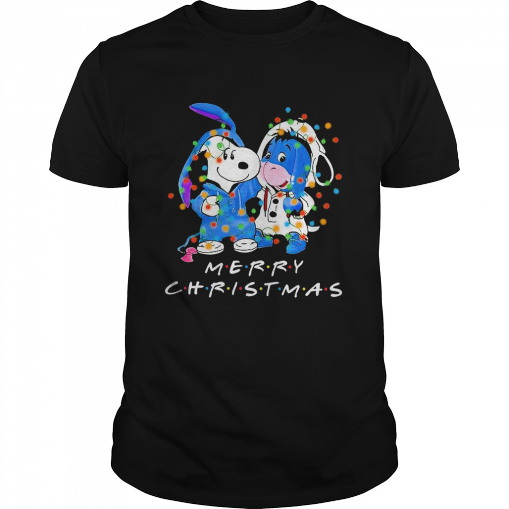 Snoopy and Baby Eeyore Friends Merry Christmas light shirt