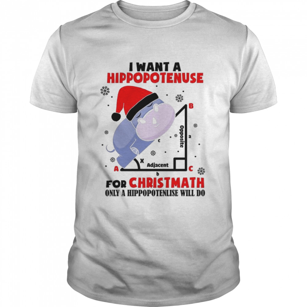 I want a Hoppopotenuse for Christmas only a Hippopotenlise will do shirt