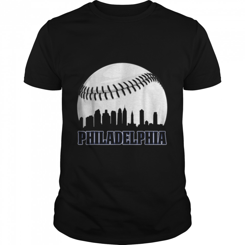 Philadelphia Baseball Skyline Retro Philly Cityscap T-Shirt B0BKVP3YCM