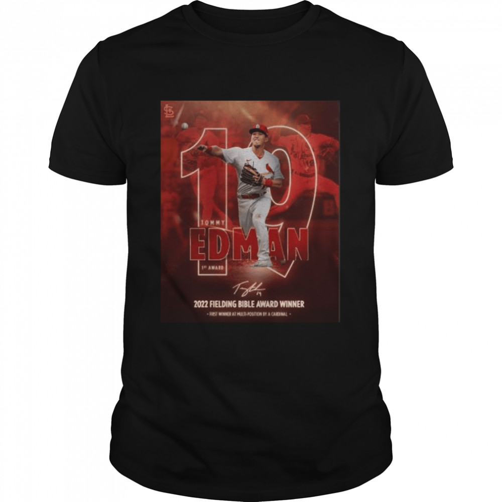 St Louis Cardinals Tommy Edman 1st award 2022 Fielding Bible award Winner signature shirt