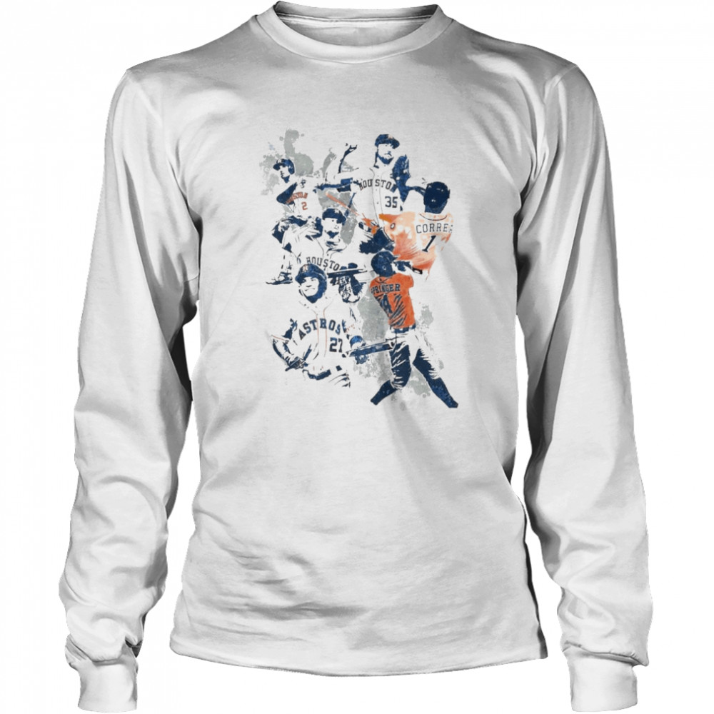Baseball Houston Astros Verlander Justin collage t-shirt Long Sleeved T-shirt
