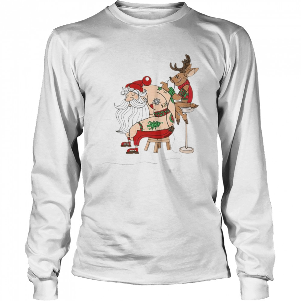 Best reindeer tattoo for Santa Claus Christmas shirt Long Sleeved T-shirt