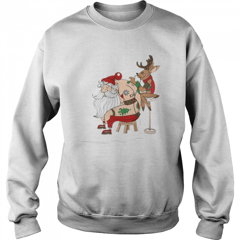 Best reindeer tattoo for Santa Claus Christmas shirt Unisex Sweatshirt