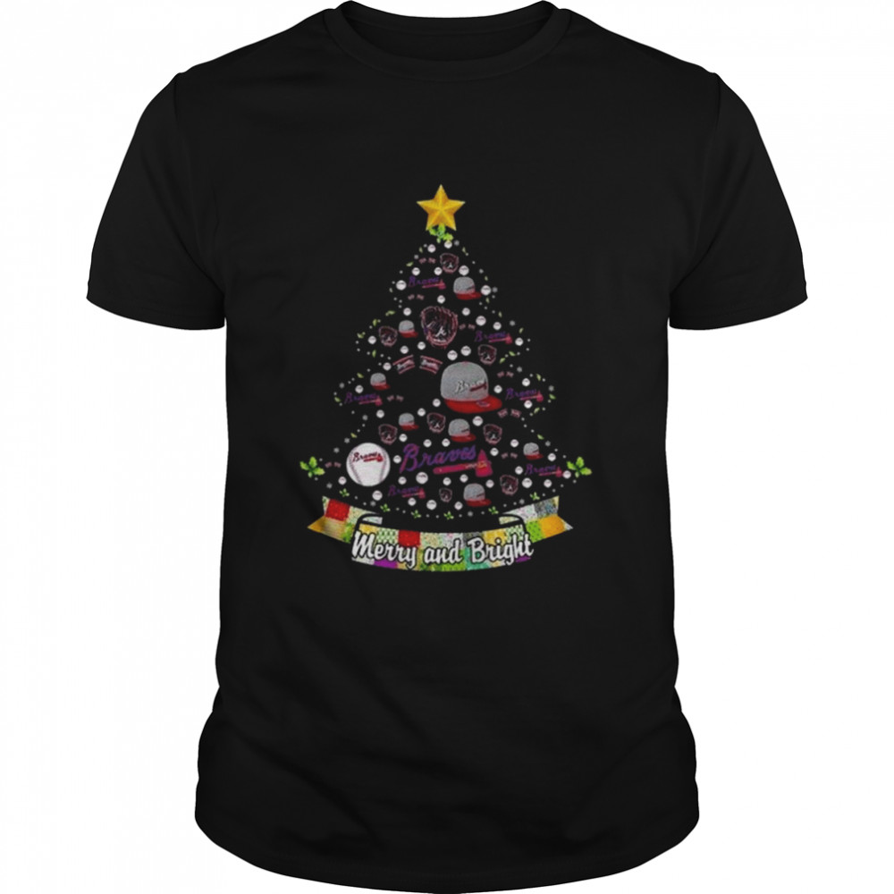 Merry And Bright Atlanta Braves MLB Christmas Tree 2022 Shirt
