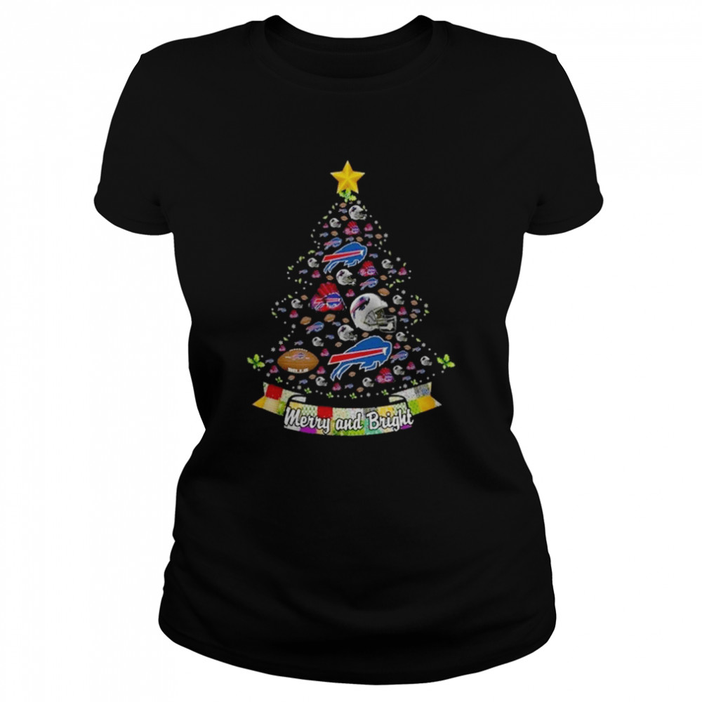 Merry And Bright Buffalo Bills NFL Christmas Tree 2022 Classic Women's T-shirt