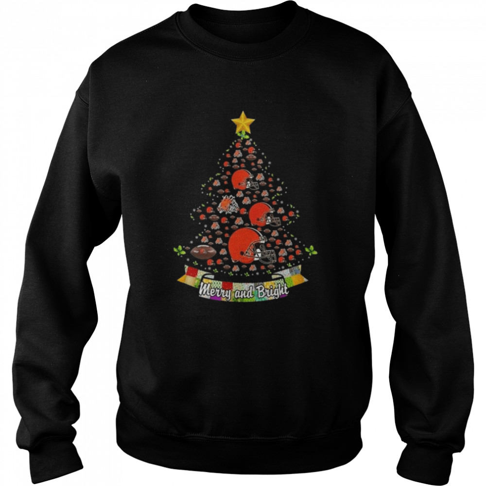 Merry And Bright Cleveland Browns NFL Christmas Tree 2022 Unisex Sweatshirt