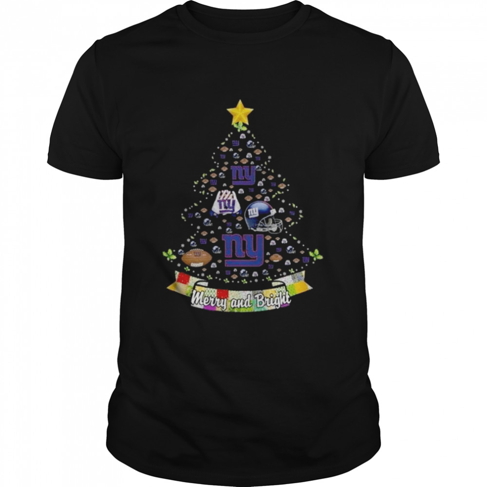 Merry And Bright New York Giants NFL Christmas Tree 2022 Shirt